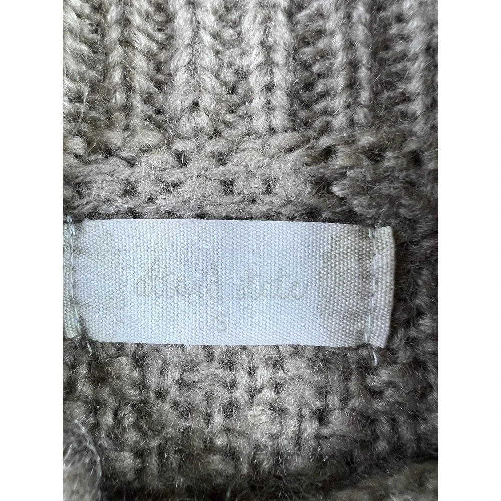 Altar'd State Fringe Cable‎ Knit Sweater Womens Small Brown Balloon Sleeve